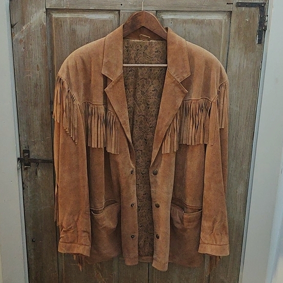 Vintage Jackets & Blazers - Vera Pelle Italian suede Fringe 70s retro Jacket